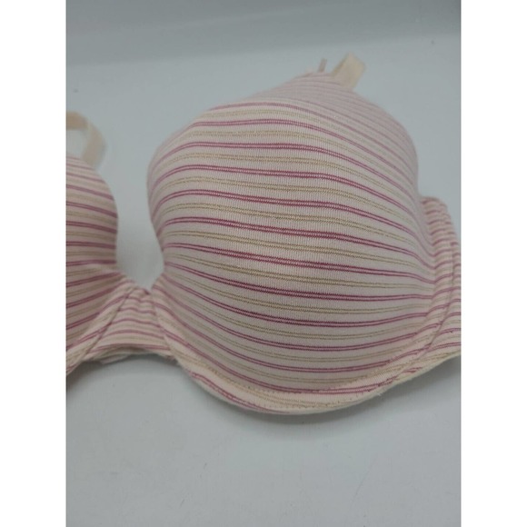 Victoria's Secret Pink Striped Lightly Lined Full Coverage Underwire Bra SZ 36DD - Picture 2 of 5